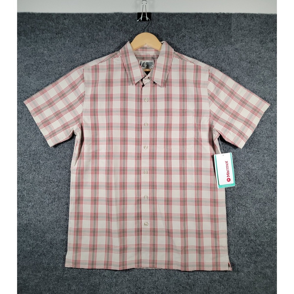 Marmot Eldridge Classic Button Down Shirt Mens Medium Plaid Short Sleeve NWT $55